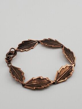 Solid Copper Leaf Bracelet